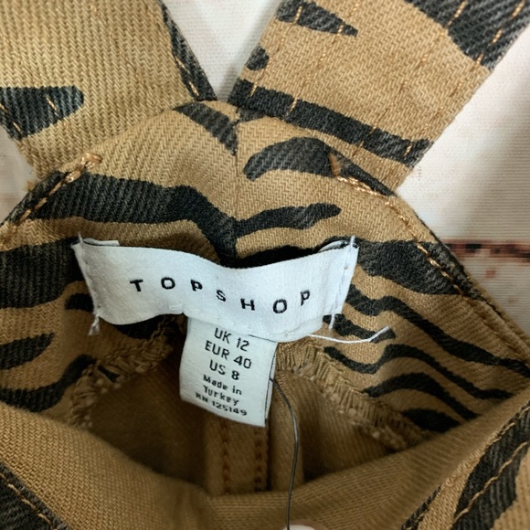Topshop Tiger Print Denim Dungaree Overalls - Picture 4 of 7